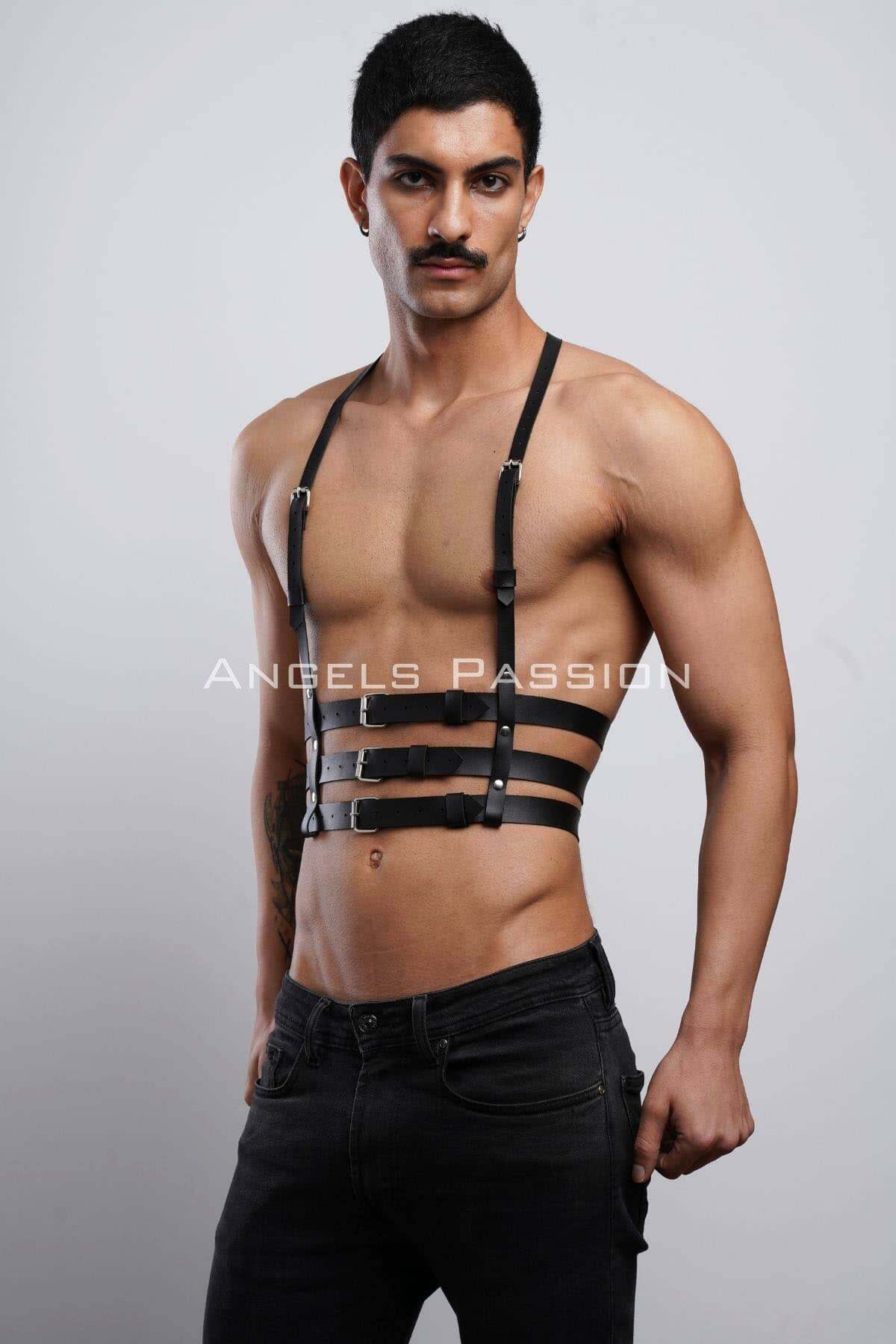 Multi-Strap Leather Body Harness, Adjustable Chest Accessory for Stylish Outfits, Unique Gift