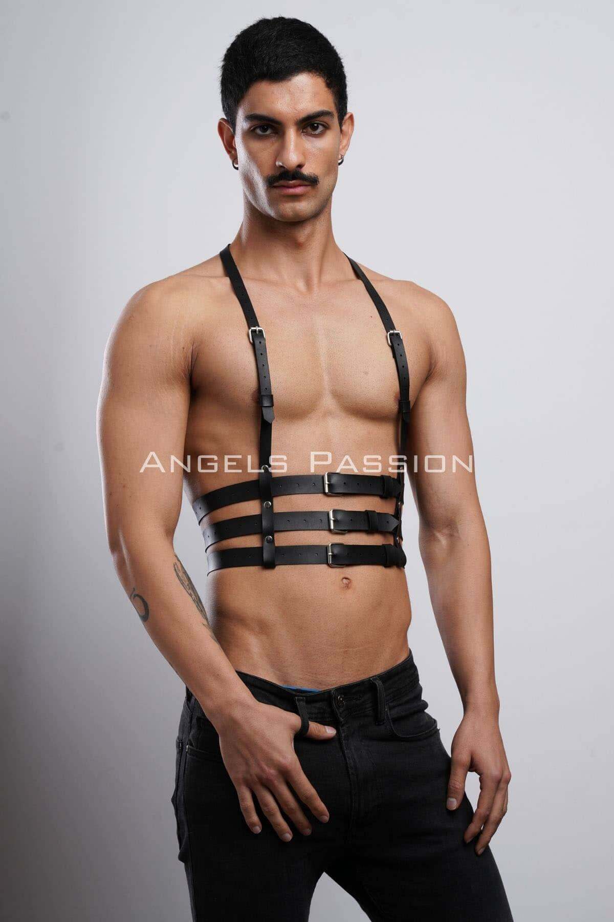 Multi-Strap Leather Body Harness, Adjustable Chest Accessory for Stylish Outfits, Unique Gift