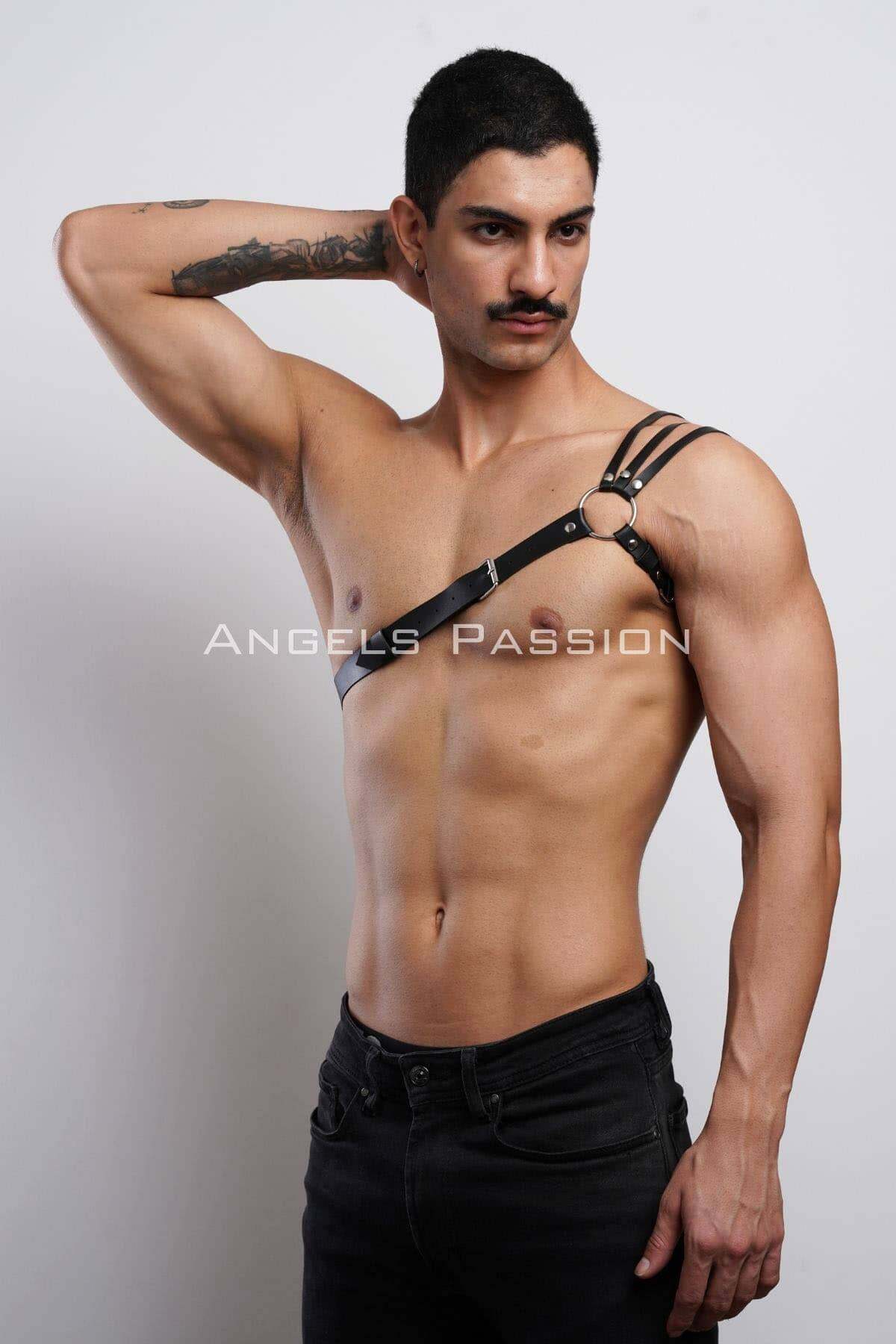 Chest Harness with Stylish Shoulder Straps, Modern Premium Leather Design for Partywear - Unique Gift for Him