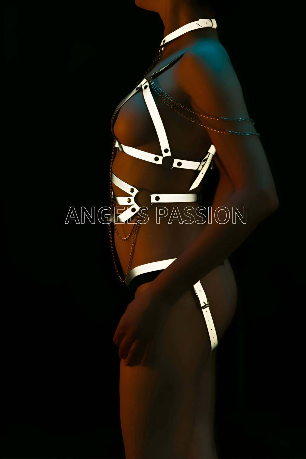 Glow-in-the-Dark Leather Harness Lingerie Set, Daring Festival Attire for Parties and Raves, Fun Gift for Special Occasions