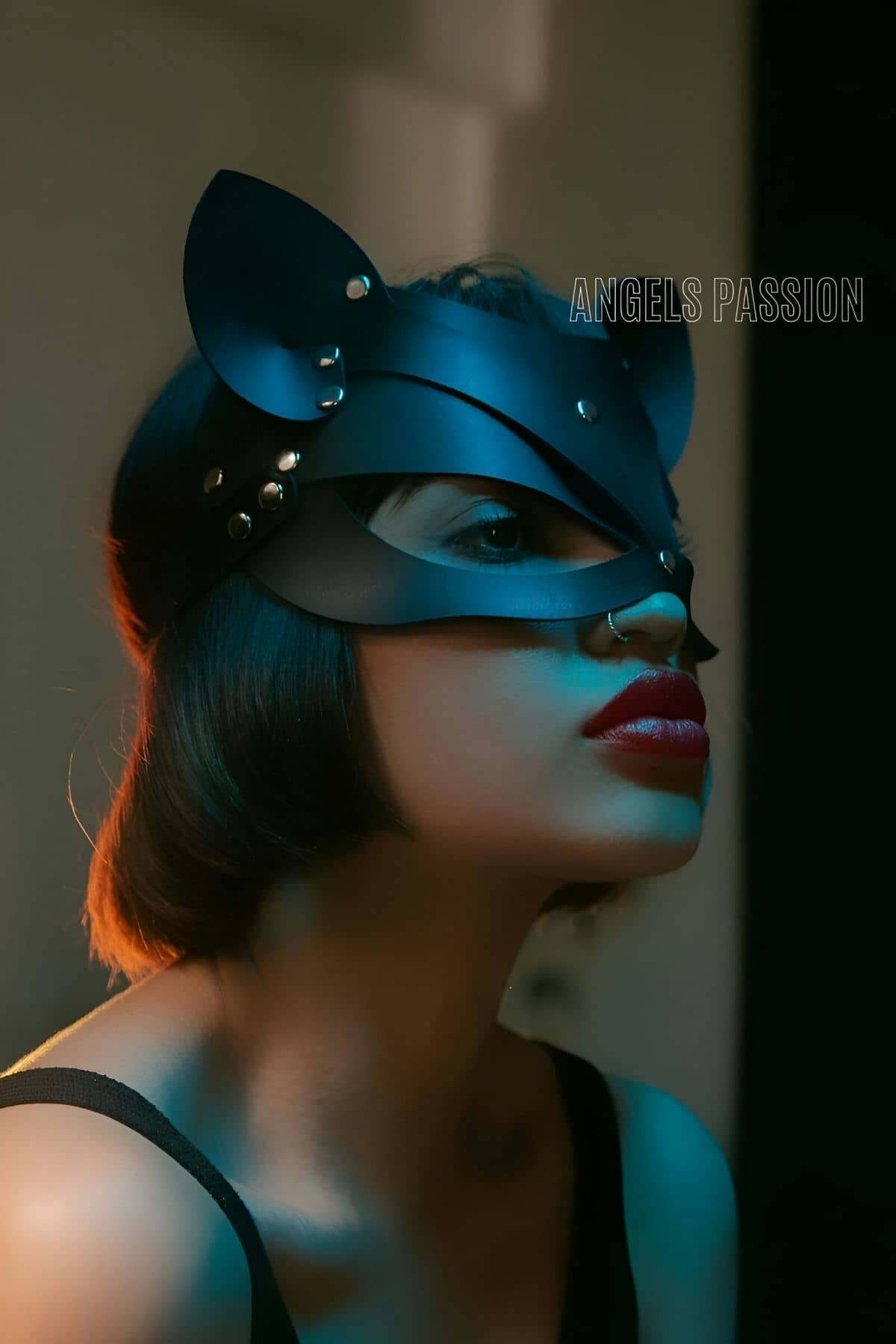 Black Leather Cat Mask – Stylish Women’s Cosplay Accessory for Costume Parties & Events, Perfect Gift