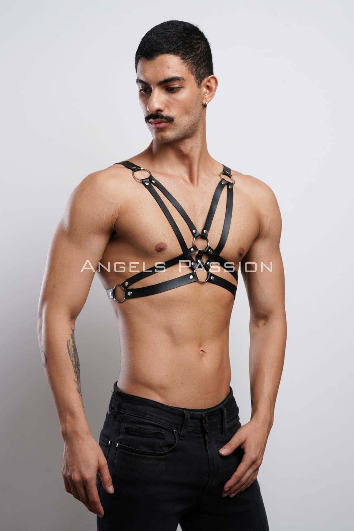 Unique Men's Strapped Harness Geometric Design for Bold Style & Roleplay, Ideal Gift