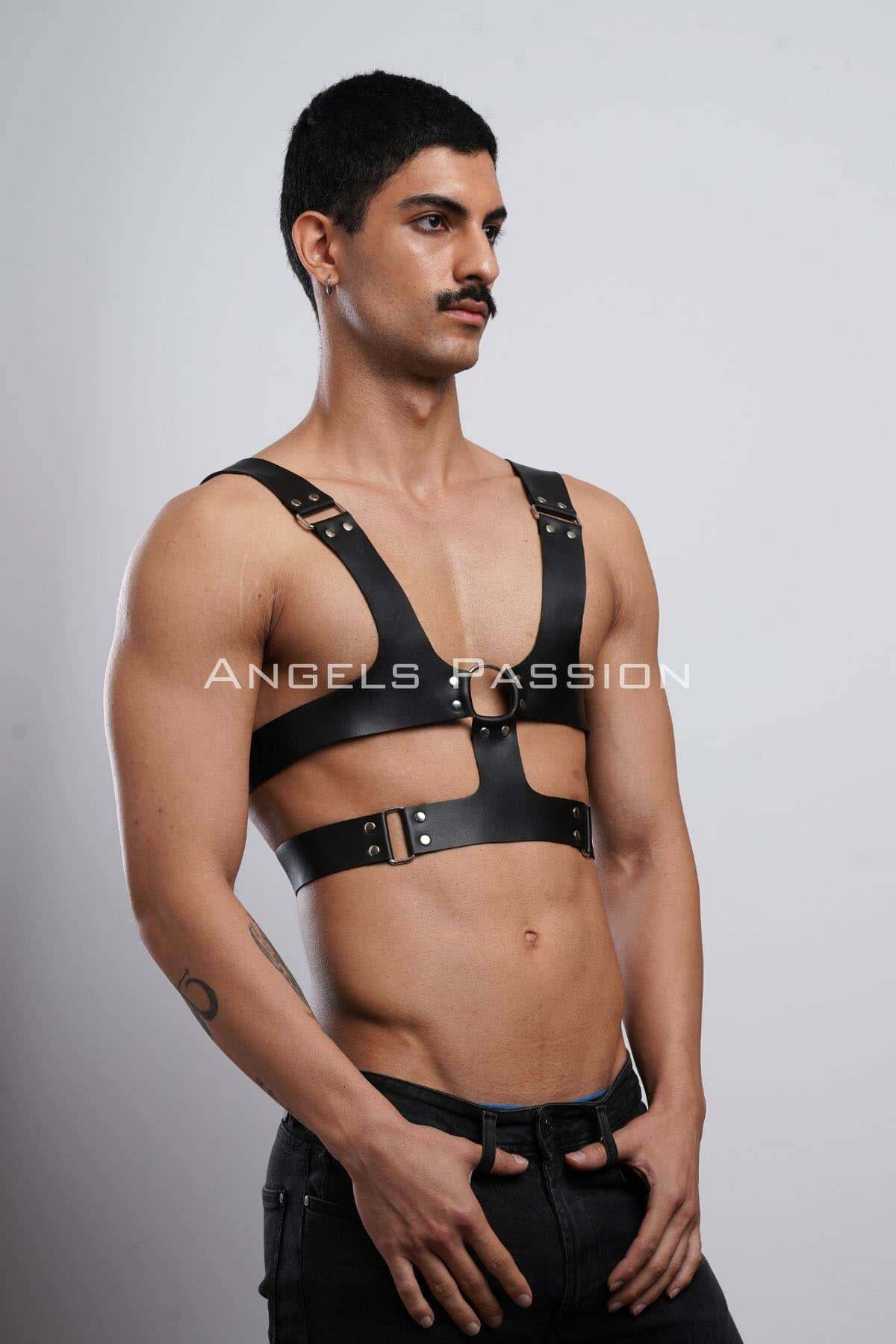 Adjustable leather harness chest strap for festivals and parties, perfect gift