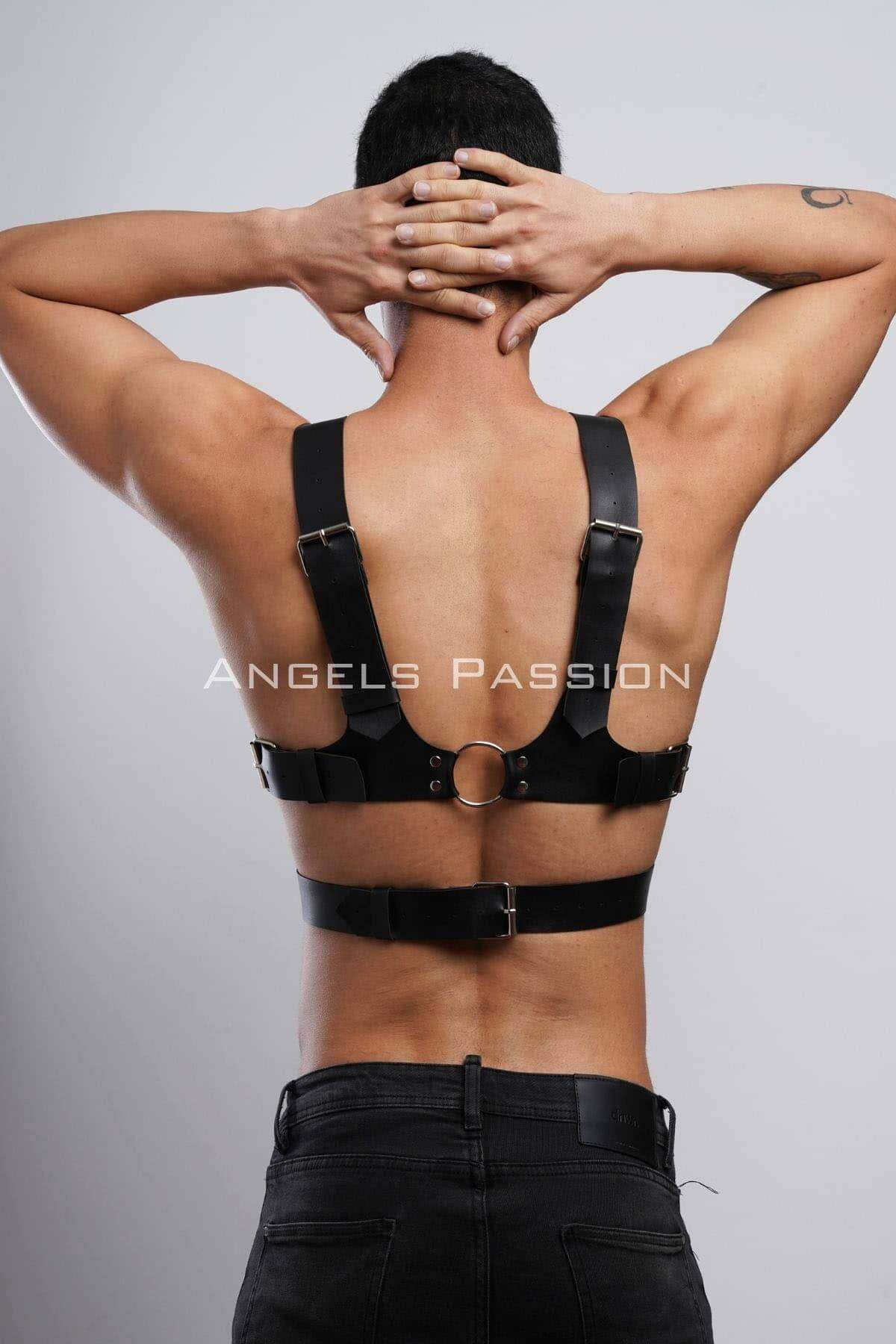 Adjustable leather harness chest strap for festivals and parties, perfect gift