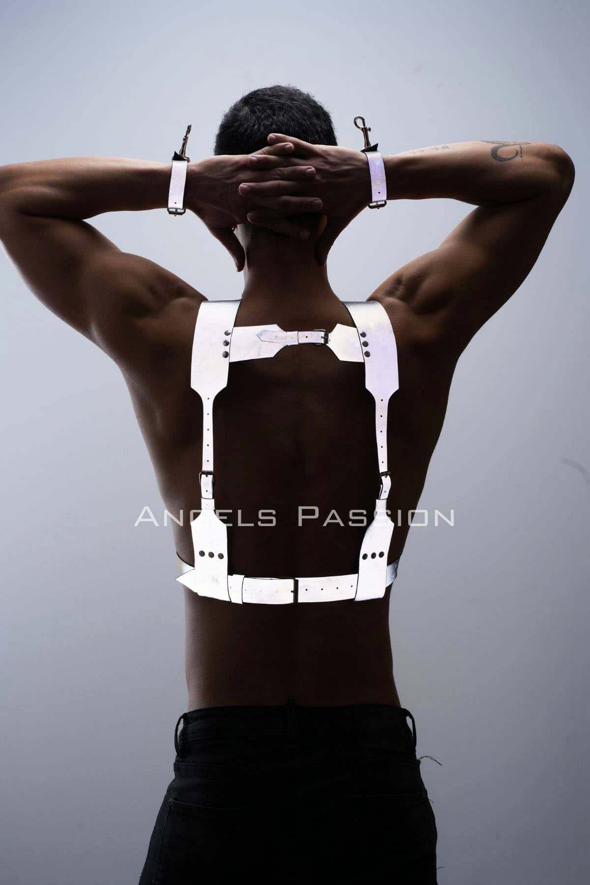 Leather Reflector Harness with Rivets for Clubwear & Party Style, Perfect Cosplay Gift