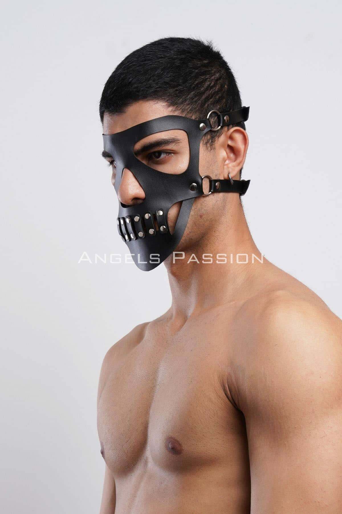 Masculine Leather Mask for Men, Stylish Costume Accessory for Parties and Events, Unique Gift