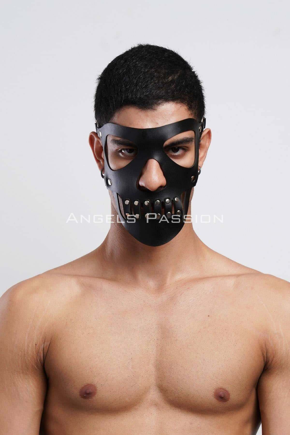 Masculine Leather Mask for Men, Stylish Costume Accessory for Parties and Events, Unique Gift