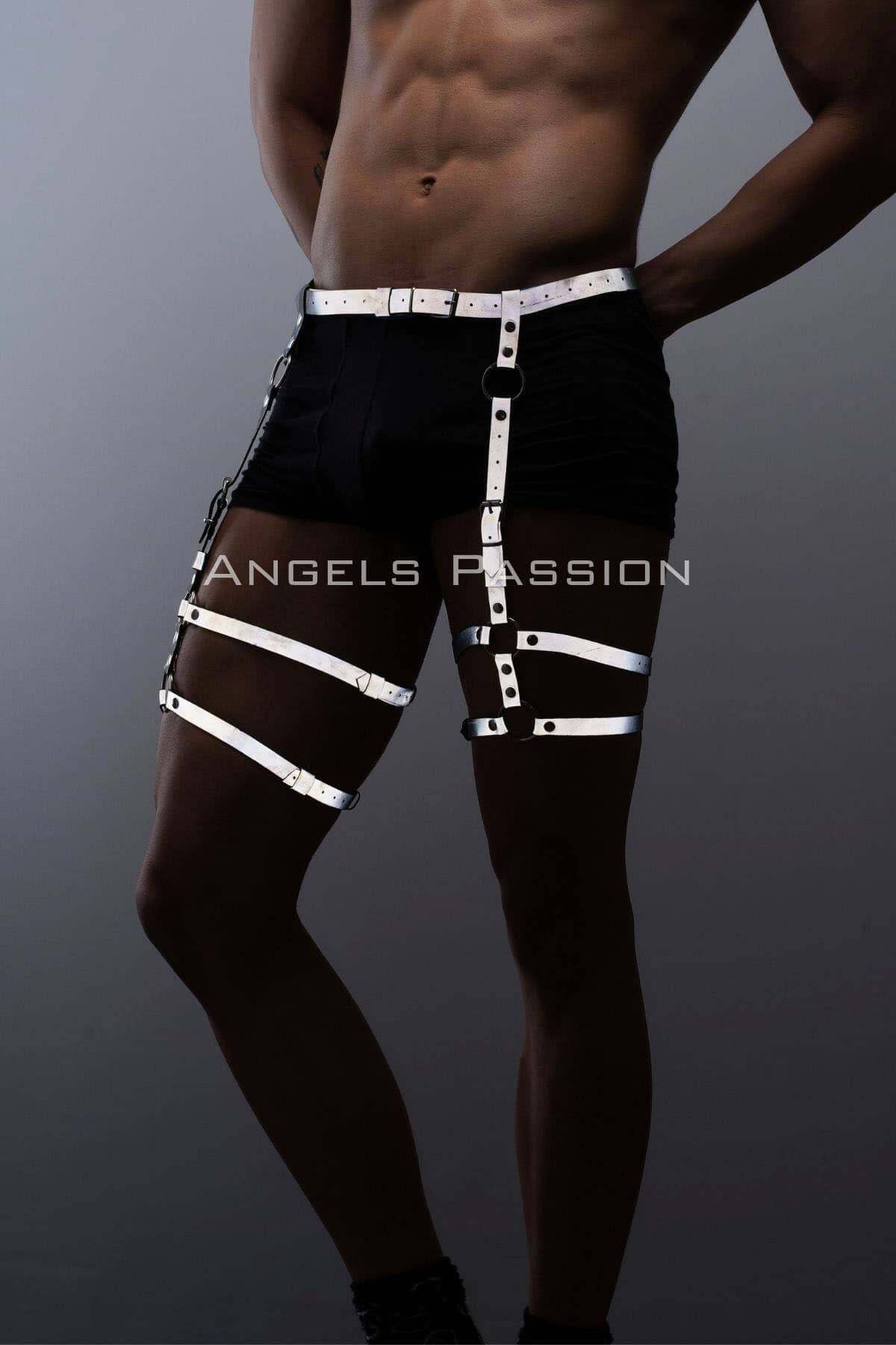 Reflective Suspender Garter Belt – Adjustable Leg Harness for Rave & Fetish Wear, Unique Clubbing Accessories for Party Enthusiasts