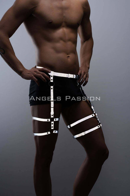 Reflective Suspender Garter Belt – Adjustable Leg Harness for Rave & Fetish Wear, Unique Clubbing Accessories for Party Enthusiasts