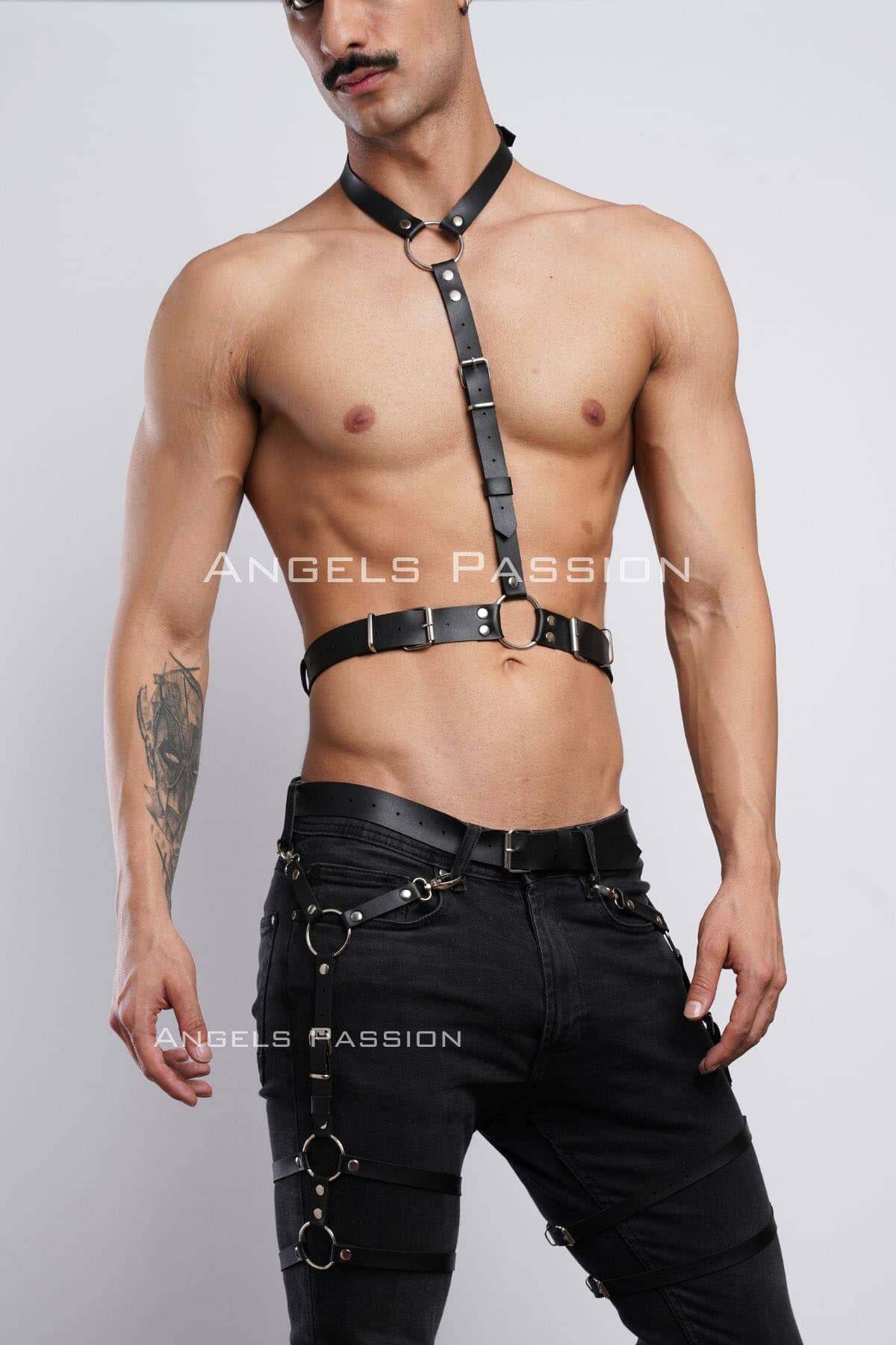 Leather Garter and Chest Harness, Trendy Accessory for Clubwear and Parties, Ideal Gift for Bold Fashion Statements