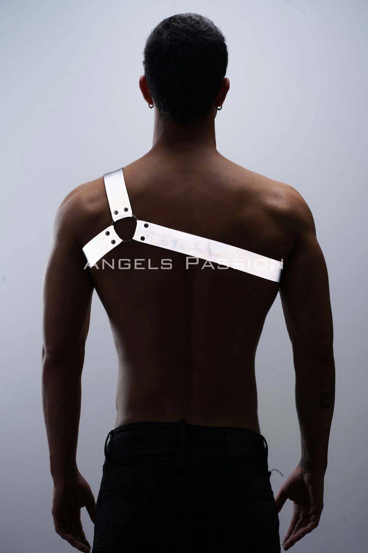 Asymmetrical Men's Body Strap Stylish Shoulder Reflective Harness for Clubwear & Nightlife Unique Gift