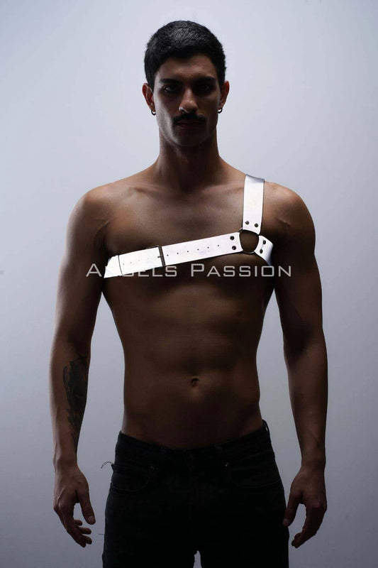 Asymmetrical Men's Body Strap Stylish Shoulder Reflective Harness for Clubwear & Nightlife Unique Gift