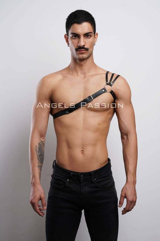 Chest Harness with Stylish Shoulder Straps, Modern Premium Leather Design for Partywear - Unique Gift for Him